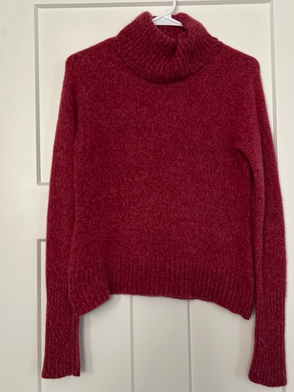 Ann Taylor 100% Extrafine Merino Wool Turtleneck Sweater Burgundy
